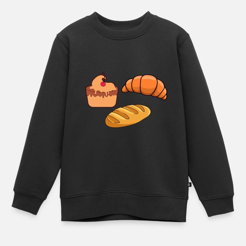 Bakery Bread Croissant Muffin Baking - Kids Premium Organic Sweatshirt - black