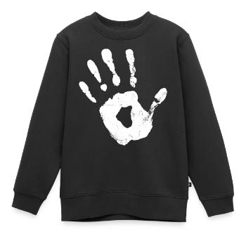Handabdruck (Weiß) - Kinder Premium Organic Sweatshirt - Schwarz - Vorne - AI Model Kid Female (0cm)