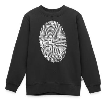 Empreinte digitale ovale (blanc) - Sweat Premium enfant bio - noir - Devant - AI Model Kid Female (0cm)