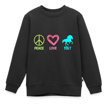 Tölt Islandpferd Isländer Pferd Peace Love - Kinder Premium Organic Sweatshirt - Schwarz - Vorne - AI Model Kid Female (0cm)