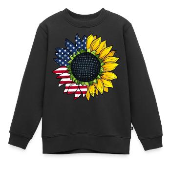 Amerikanische Sonnenblume - Kinder Premium Organic Sweatshirt - Schwarz - Vorne - AI Model Kid Female (0cm)