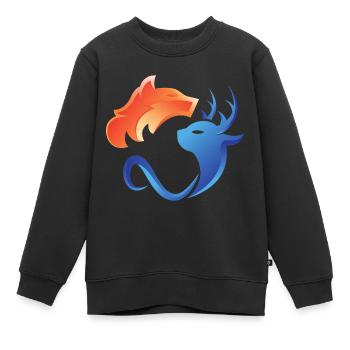 Feu et eau, contraires, renard, cerf - Sweat Premium enfant bio - noir - Devant - AI Model Kid Female (0cm)