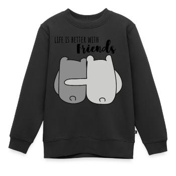 La vie est meilleure avec des amis. - Sweat Premium enfant bio - noir - Devant - AI Model Kid Female (0cm)