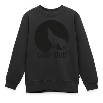 Lone wolf design plat noir - Sweat Premium enfant bio - noir - Devant - AI Model Kid Female (0cm)