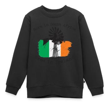 Born in South Africa - Bred in Ireland - Kids Premium Organic Sweatshirt - black - Front - AI Model Kid Female (0cm)