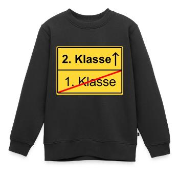 Ortsschild 1 Klasse 2 Klasse Schild Schule - Kinder Premium Organic Sweatshirt - Schwarz - Vorne - AI Model Kid Female (0cm)