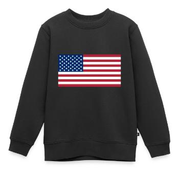 USA Amerika United States Stars and Stripes Flagge - Kinder Premium Organic Sweatshirt - Schwarz - Vorne - AI Model Kid Female (0cm)