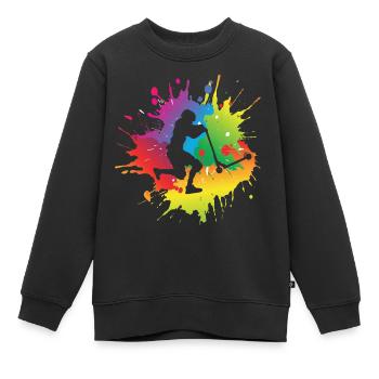 Scooter Stunt - Kinder Premium Organic Sweatshirt - Schwarz - Vorne - AI Model Kid Female (0cm)