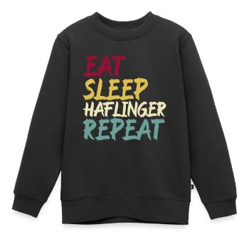 Haflinger Pferd Pferderasse Eat Sleep Spruch Retro - Kinder Premium Organic Sweatshirt - Schwarz - Vorne - AI Model Kid Female (0cm)