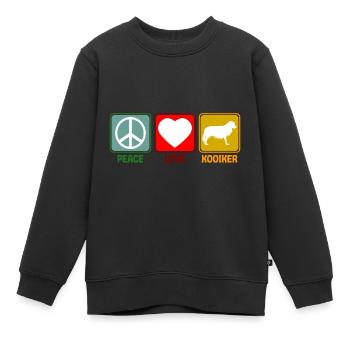 Cooïiker cooïiker Peace Love Proverbe Rétro - Sweat Premium enfant bio - noir - Devant - AI Model Kid Female (0cm)