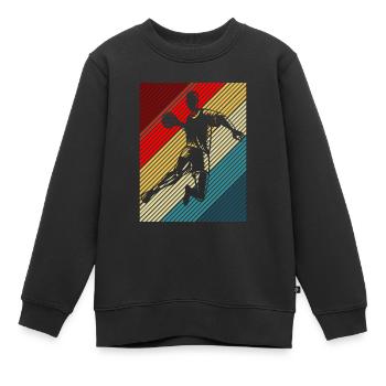 Handball Kreisläufer Sprungwurf Streifen Retro - Kinder Premium Organic Sweatshirt - Schwarz - Vorne - AI Model Kid Female (0cm)