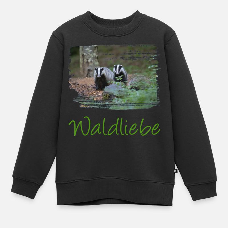 wald 57 mit dachs - Kinder Premium Organic Sweatshirt - Schwarz