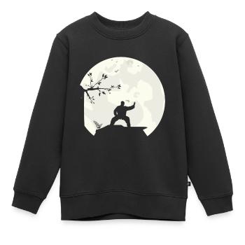 Tai Chi Ombres Ombres Pleine Lune Silhouette lune - Sweat Premium enfant bio - noir - Devant - AI Model Kid Female (0cm)