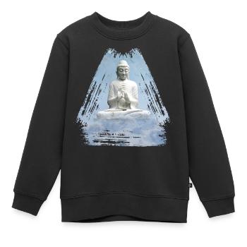 buddha 1 - Sweat Premium enfant bio - noir - Devant - AI Model Kid Female (0cm)