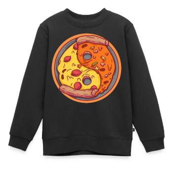 Pizza fusion en équilibre - Sweat Premium enfant bio - noir - Devant - AI Model Kid Female (0cm)
