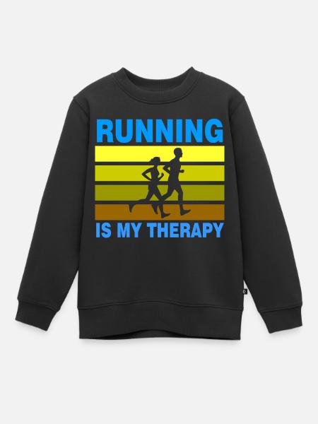 Running Is My Therapy - Sweat Premium enfant bio - noir