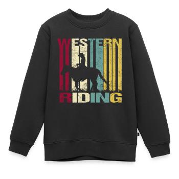 Western Rider Vintage - Sweat Premium enfant bio - noir - Devant - AI Model Kid Female (0cm)