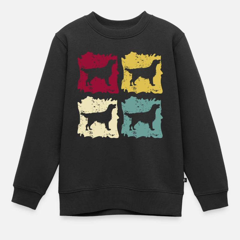 Flat Coated Retriever Retro Vintage - Kinder Premium Organic Sweatshirt - Schwarz