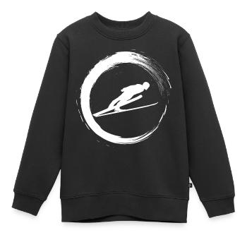 Skispringen Winterurlaub Berge - Kinder Premium Organic Sweatshirt - Schwarz - Vorne - AI Model Kid Female (0cm)