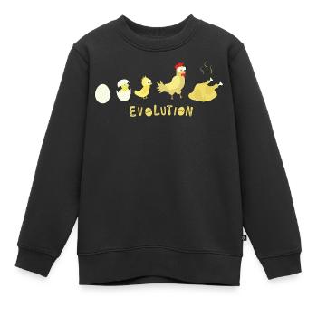Evolution Oeuf Poulet Rôti Poulet BBQ Barbecue - Sweat Premium enfant bio - noir - Devant - AI Model Kid Female (0cm)
