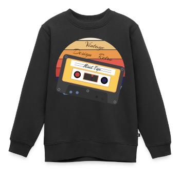 Cassette audio rétro vintage - Sweat Premium enfant bio - noir - Devant - AI Model Kid Female (0cm)
