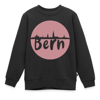 Bern, skyline, Kreis, lila, scherenschnitt, Braun - Kinder Premium Organic Sweatshirt - Schwarz - Vorne - AI Model Kid Female (0cm)