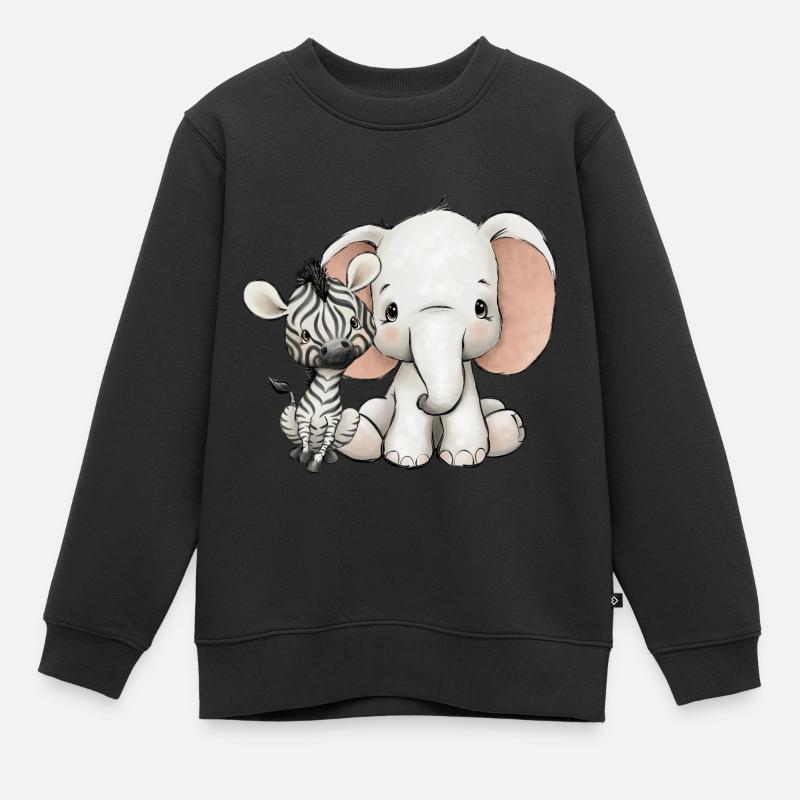 Elephant and zebra - Kids Premium Organic Sweatshirt - black