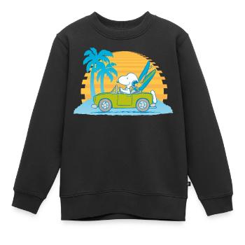 Peanuts Snoopy Surfing Tour Woodstock - Sweat Premium enfant bio - noir - Devant - AI Model Kid Female (0cm)