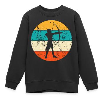 Bogenschiessen Bogenschütze Pfeil und Bogen - Kinder Premium Organic Sweatshirt - Schwarz - Vorne - AI Model Kid Female (0cm)