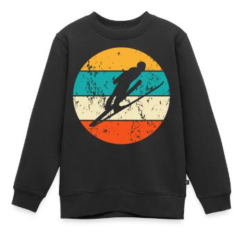 Vintage Retro Skispringer Skispringen - Kinder Premium Organic Sweatshirt - Schwarz - Vorne - AI Model Kid Female (0cm)