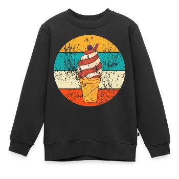 Vintage Retro Softeis Waffeleis - Kinder Premium Organic Sweatshirt - Schwarz - Vorne - AI Model Kid Female (0cm)