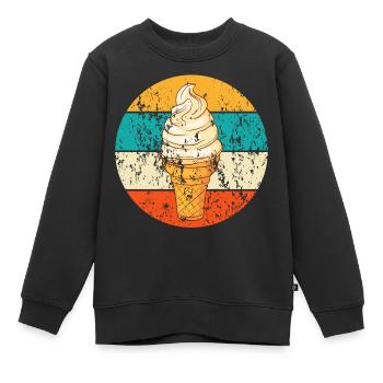 Vintage Retro Eistüte Softeis - Kinder Premium Organic Sweatshirt - Schwarz - Vorne - AI Model Kid Female (0cm)