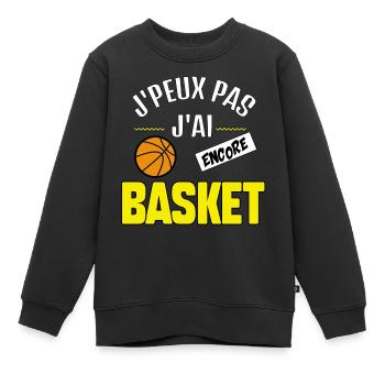J’peux pas j’ai BASKET - Sweat Premium enfant bio - noir - Devant - AI Model Kid Female (0cm)