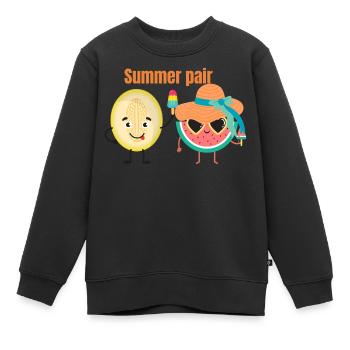 Paire été été - Sweat Premium enfant bio - noir - Devant - AI Model Kid Female (0cm)