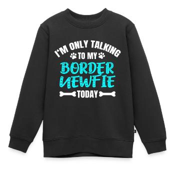 Frontière Newfie - Sweat Premium enfant bio - noir - Devant - AI Model Kid Female (0cm)