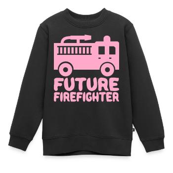 Futur pompier Camion de pompier Baby Girl Pink - Sweat Premium enfant bio - noir - Devant - AI Model Kid Female (0cm)