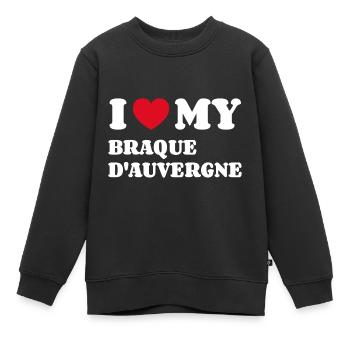 J’aime mon braque d’Auvergne - Sweat Premium enfant bio - noir - Devant - AI Model Kid Female (0cm)