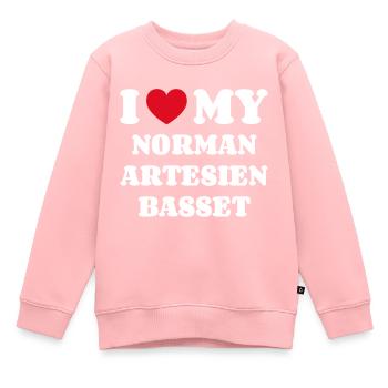 J’adore mon Norman Artesien Basset - Sweat Premium enfant bio - rose - Devant - AI Model Kid Female (0cm)