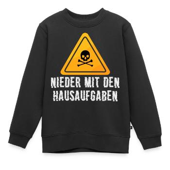 Nieder mit den Hausaufgaben - Kinder Premium Organic Sweatshirt - Schwarz - Vorne - AI Model Kid Female (0cm)