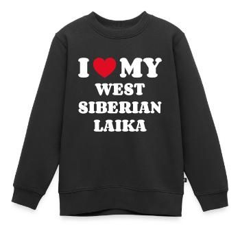 J’aime ma Laïka de Sibérie occidentale - Sweat Premium enfant bio - noir - Devant - AI Model Kid Female (0cm)