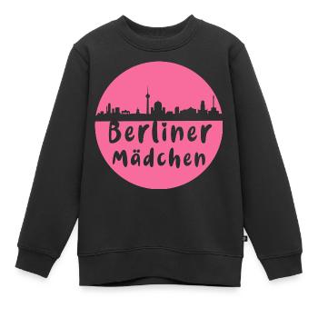 berlin, skyline, kreis, scherenschnitt,berlinerin - Kinder Premium Organic Sweatshirt - Schwarz - Vorne - AI Model Kid Female (0cm)