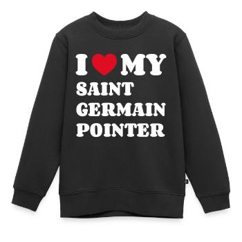J’adore mon pointeur Saint Germain - Sweat Premium enfant bio - noir - Devant - AI Model Kid Female (0cm)