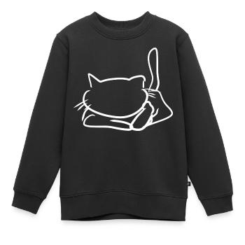 reclining sitting cat pet pet - Kids Premium Organic Sweatshirt - black - Front - AI Model Kid Female (0cm)
