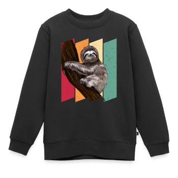 Sloth Vintage - Sweat Premium enfant bio - noir - Devant - AI Model Kid Female (0cm)