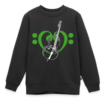 Cœur de clés basses avec contrebasse - Sweat Premium enfant bio - noir - Devant - AI Model Kid Female (0cm)