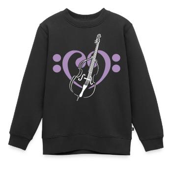 Cœur de clés basses avec contrebasse - Sweat Premium enfant bio - noir - Devant - AI Model Kid Female (0cm)