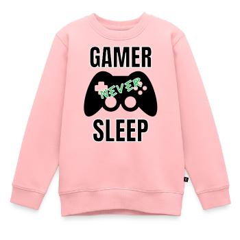 Gamer schläft nie - Kinder Premium Organic Sweatshirt - Rosa - Vorne - AI Model Kid Female (0cm)