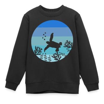 Ocean Animal Sea Creature Gift Tortue Rétro - Sweat Premium enfant bio - noir - Devant - AI Model Kid Female (0cm)
