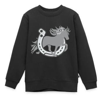 Tölter mit Hufeisen - Kinder Premium Organic Sweatshirt - Schwarz - Vorne - AI Model Kid Female (0cm)