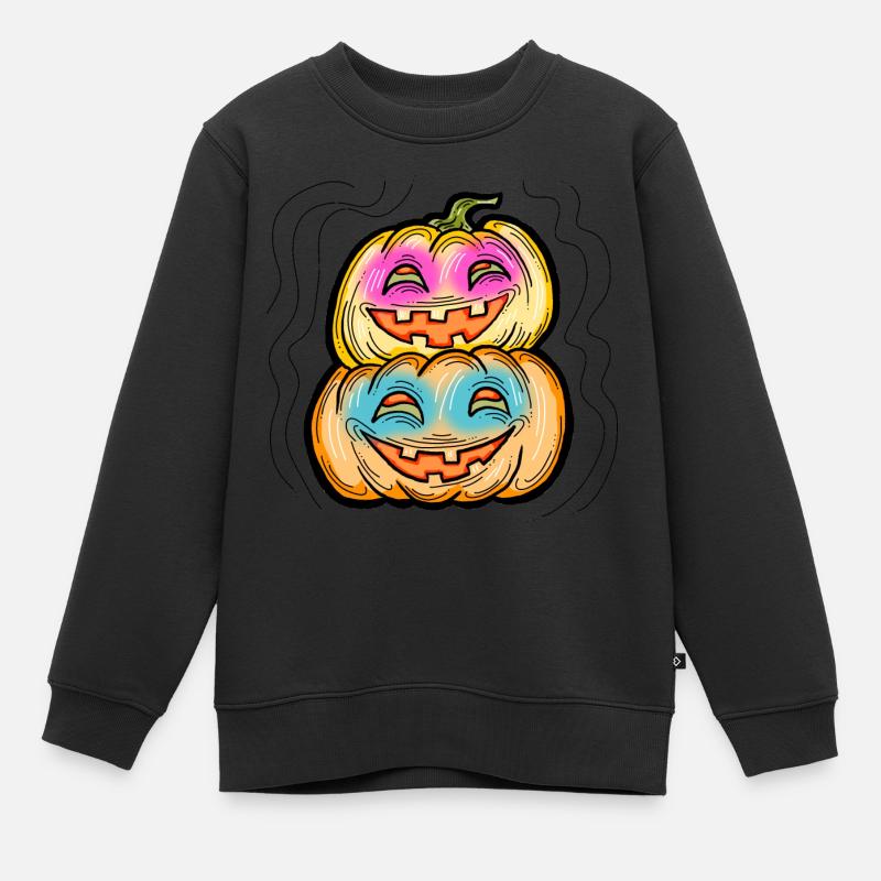 Effrayant Halloween citrouille monstre tête de visage. - Sweat Premium enfant bio - noir